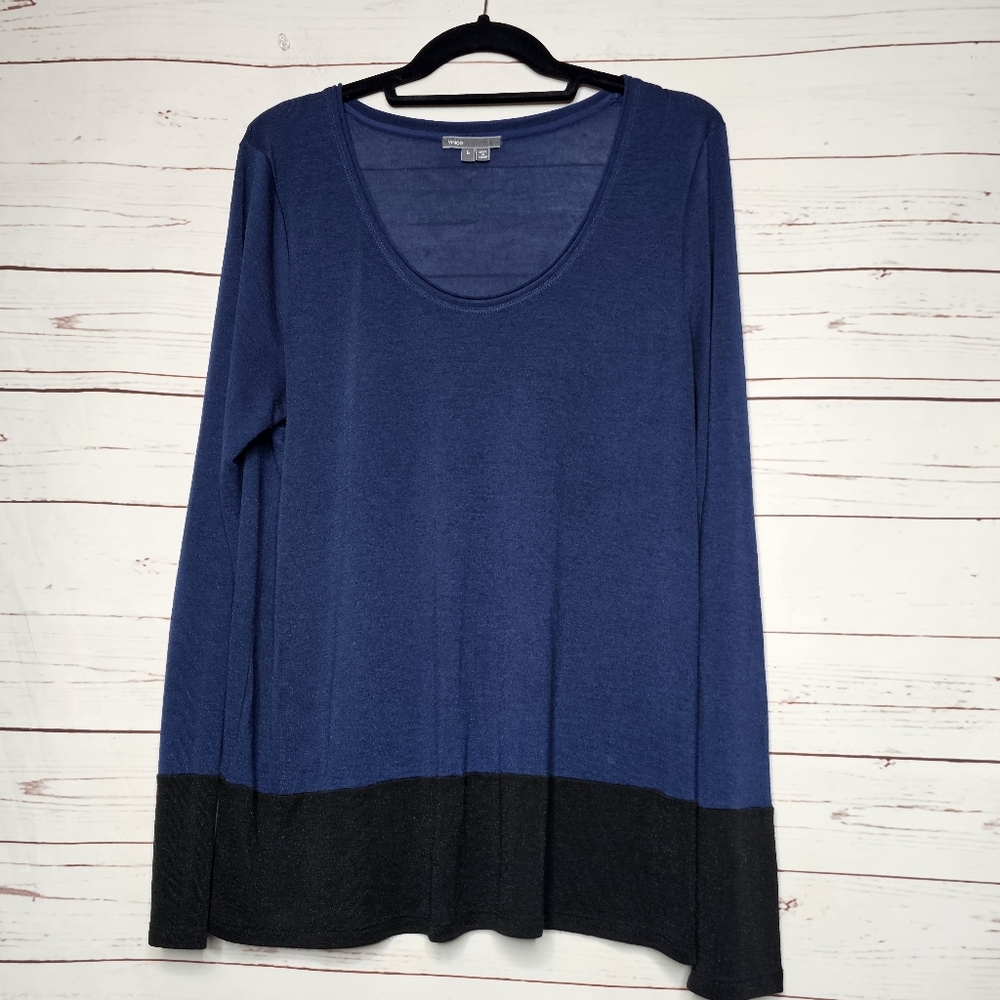 Vince Navy and Black Colorblock Top
